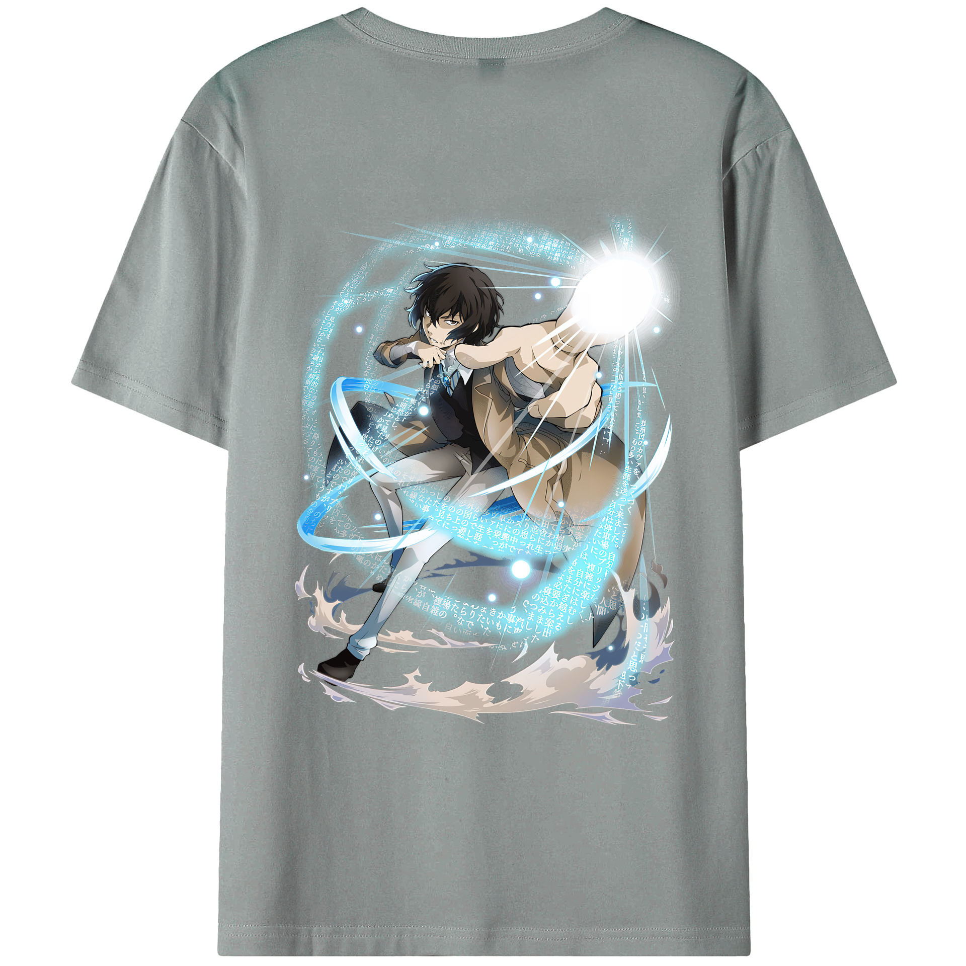 （画像用） 文豪ストレイドッグス Bungo Stray Dogs 綿100％ メンズ半袖Tシャツ（バックプリント） 通気性